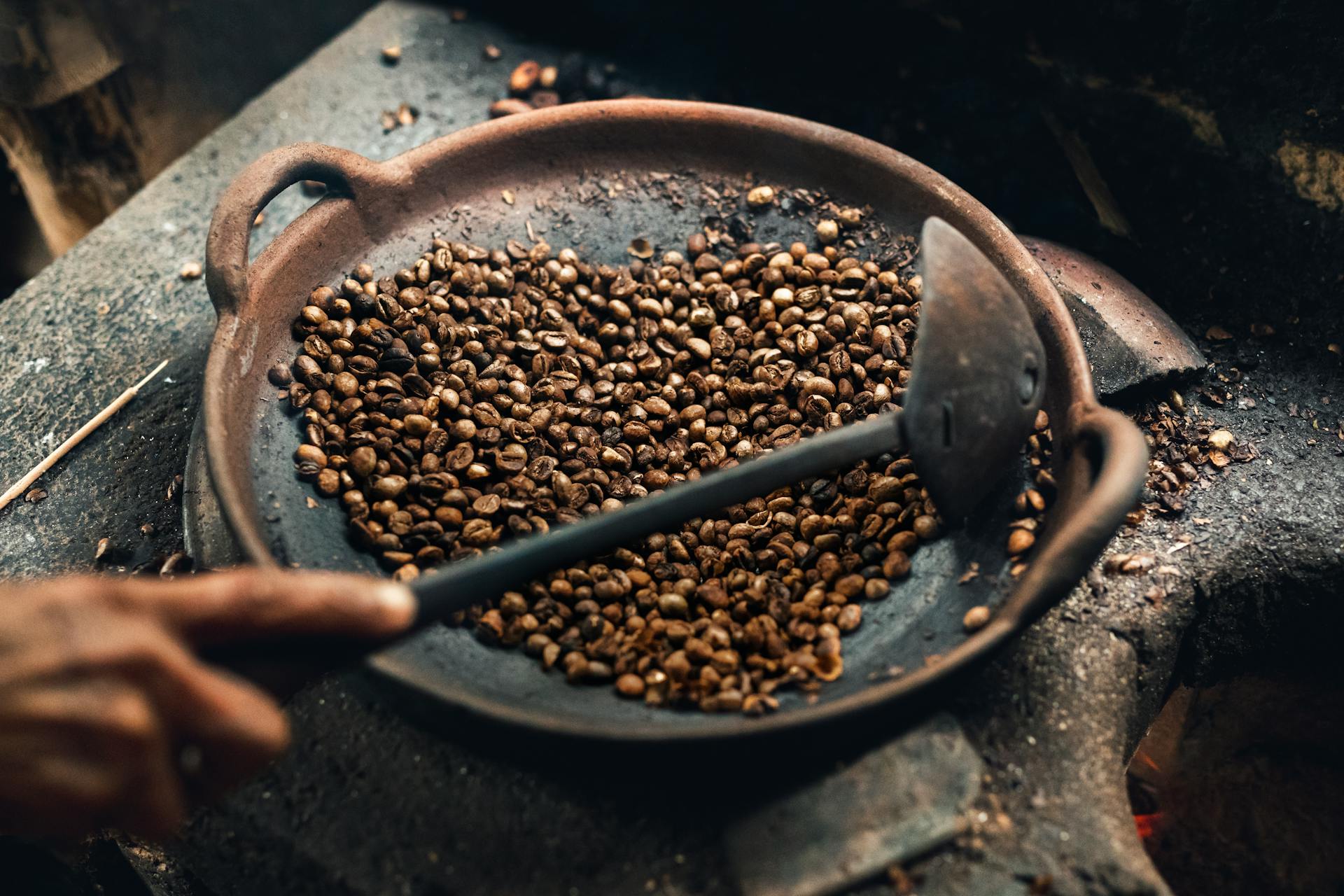 Dark roasted Turkish coffee beans
