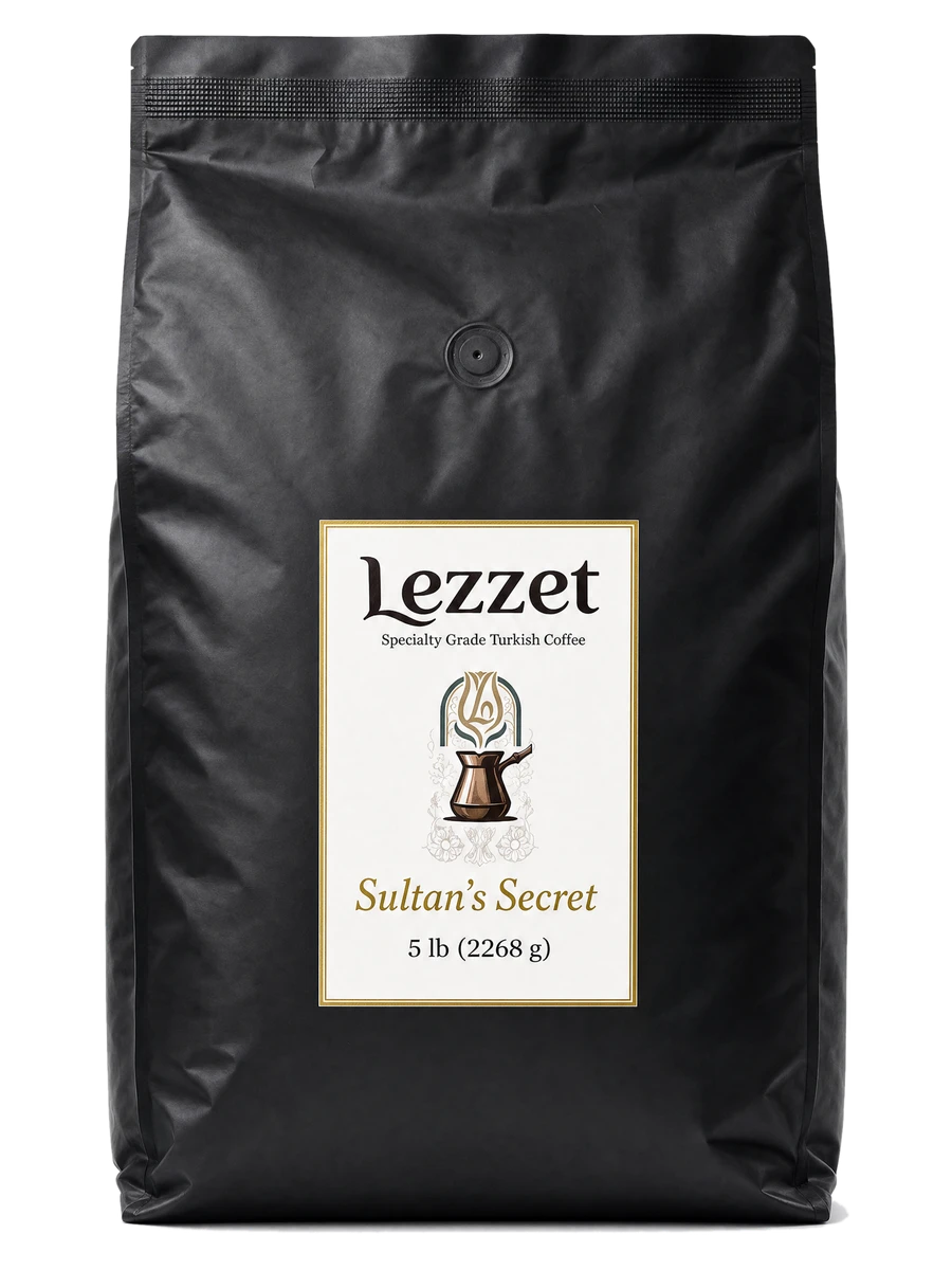 Lezzet 5 lb Sultan's Secret wholesale Turkish coffee bag